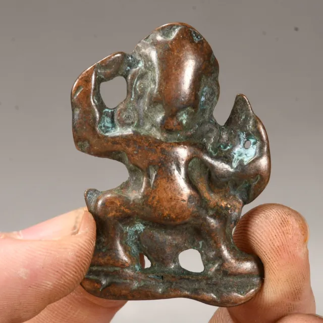 1.9'' Tibet Bronze Redpoll Geflügelt Garuda Vogel Adler Buddha Amulett Anhänger