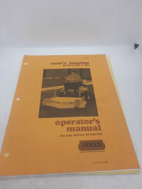 Woods 2850 2855 Mow'n Machine Mower Service Repair Operator Maintenance Manual