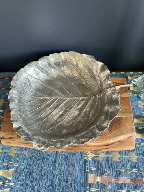 Metal Crafters Large Sea Grape Leaf Bowl Tray Platter 14” Wide Beautiful Bowl