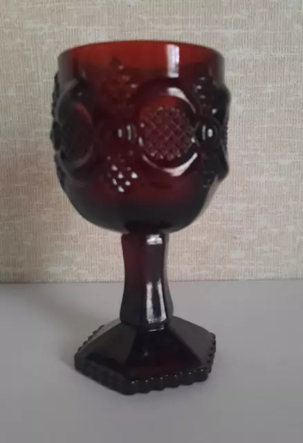 Avon 1876 Cape Cod Ruby Red Collection 4.5” Goblet Wine Glass Vintage