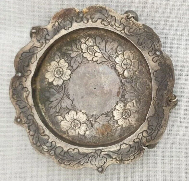 Plaque De Décoration Murale Antique Ornée Floral Argenté Décor À La Maison...