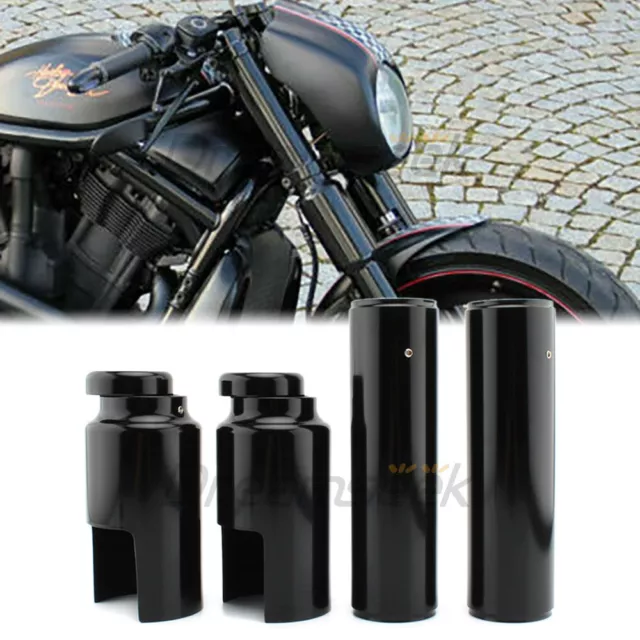 Fork Cover Fork Tube Upper Lower Cover Caps Kit for Harley V-Rod 2007-2011 Black