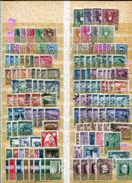 Österreich Lagerbuch 1946  - 1990 gest. ca. 2100 Marken