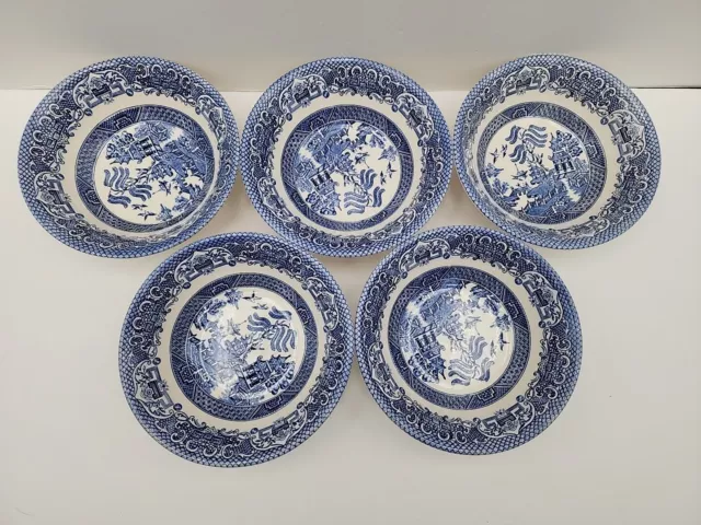 EIT England Blue Willow Coupe Soup/Cereal Bowls Set Of 5 -- 6 1/4"