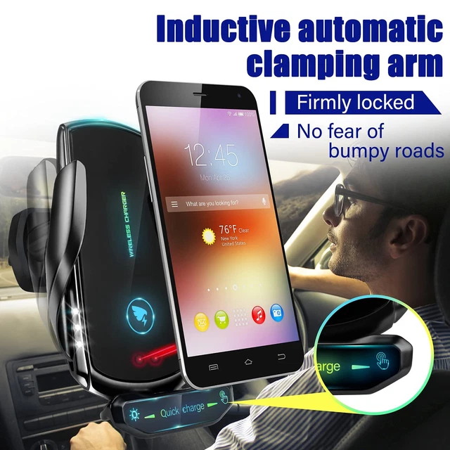 Qi Wireless Charger Auto Handyhalterung Induktions mit ladefunktion Clamping KFZ 4