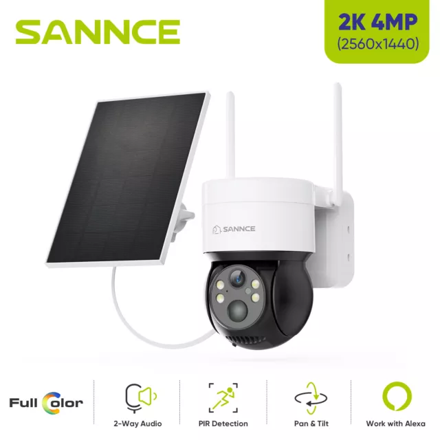 SANNCE 4MP Wireless Security Camera Solar Power Two Way Talk Color Night Vision