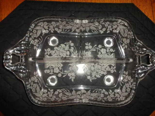CAMBRIDGE 4-Toed 3-Part divided Relish Candy Dish 12"x 7"
