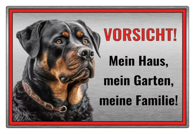 Vorsicht Hund Rottweiler Warnschild - Hundeschild mit Digital-UV-Direktdruck