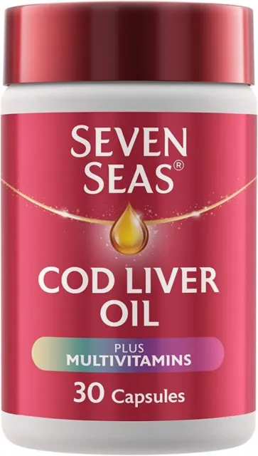 Seven Seas Cod Liver Oil Plus Multivitamins Omega-3 Fish Oil 30 Capsules