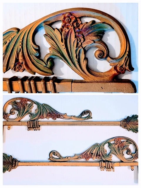 Antique Art Nouveau Swing Arm Curtain Rods with ORIGINAL PAINT Signed KIRSCH