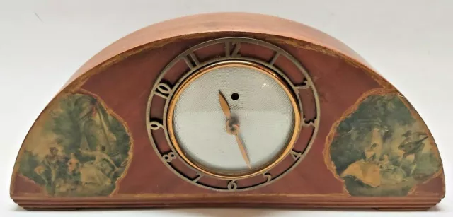 Vintage Warren Telechron Half Moon Wood Mantle Clock Model 4F05 - Art Deco