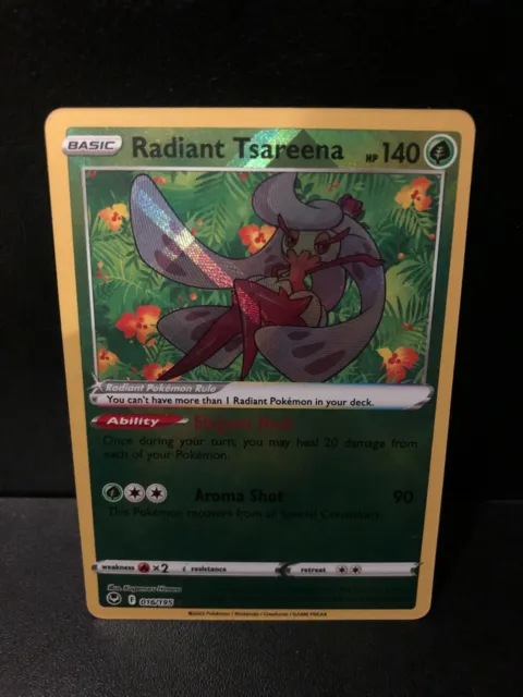 016/195 Radiant Tsareena | seltener Holo | SWSH Silver Sturm | Pokémonkarte | Neuwertig