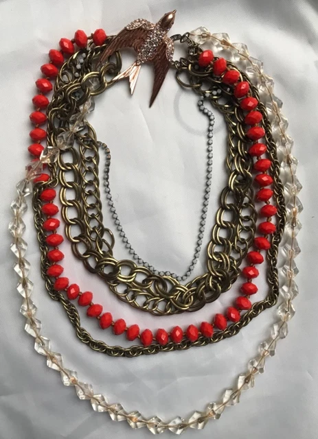 Superbe Collier Vintage Multi-rangs Gris - Bijou Fantaisie élégant