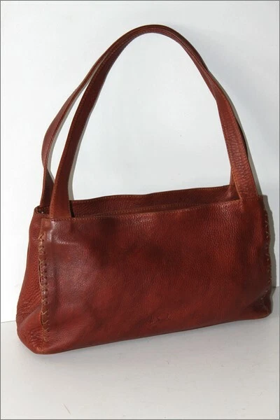 HENRY SAXEL   Sac Bowling Cuir  Marron cognac Porté Epaule TBE