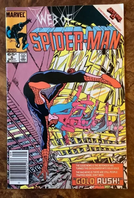 Web of Spider-Man 6 1985 VF/NM Secret Wars 2 Rare Newsstand Variant Marvel Comic
