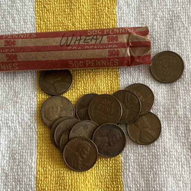 LINCOLN WHEAT CENT PENNY ROLL mixed dates (50 coins)