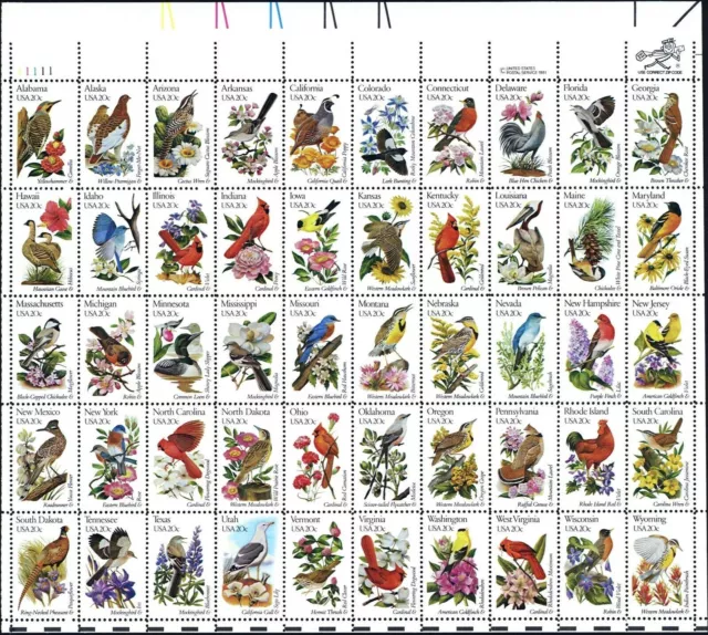 Scott #1953-02 State Birds and Flowers  Mint Sheet of Fifty 20-cent US Stamps