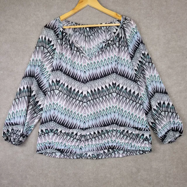 ANTHROPOLOGIE SANCTUARY Top Womens Medium Chevron Lightweight Relax Fit Pop Over