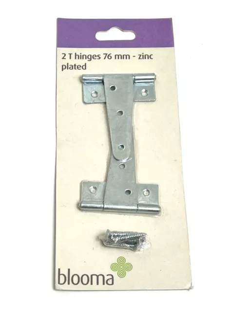 Tee Hinges 76mm Zinc Plated Steel Outdoor Hinge Pack of 2 Gate Door Hinges