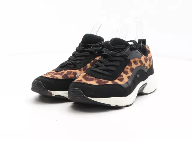 F&F Womens Brown Animal Print Synthetic Trainer UK EU - Leopard Pattern