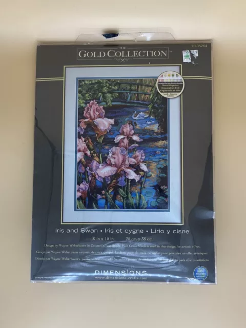 Dimensions Gold •Iris and Swan• cross stitch kit, Sealed