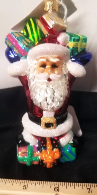 Christopher Radko SANTA WITH LOTS OF PRESENTS  Blown Glass Ornament