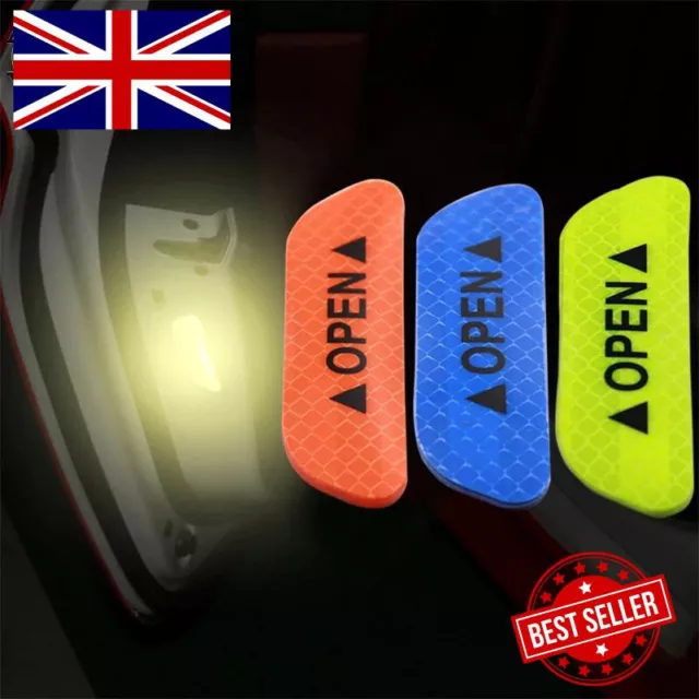4 x Car Door Safety Stickers Open Sign Reflective Tape Warning Mark Universal