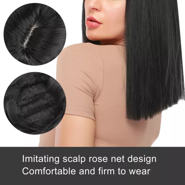 Women Long Straight Hair Full Wig Black Synthetic Wig With Bangs For Party GFL