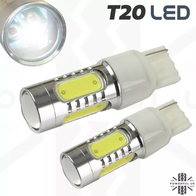 2x WHITE LED reverse DRL lamp bulb 7440 T20 16w CREE SMD large wedge clear