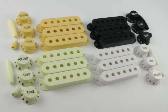 STRATOCASTER PICKUP COVERS KNOBS & TIPS 52mm or 50mm  in 4 Colours for  guitars