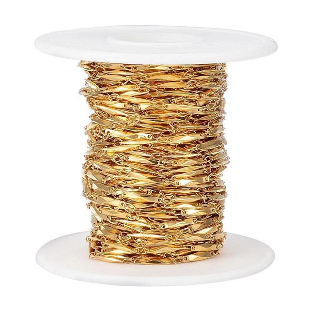 33 Feet Gold Plated Stainless Steel Cable Chains Link Spool Bulk for