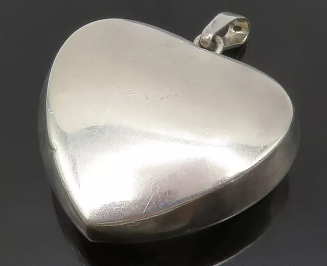 GERMANY 925 Sterling Silver - Vintage Shiny Hollow Love Heart Pendant - PT10569