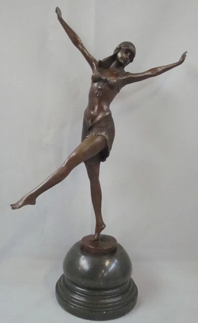 Estatua Sexy Art Deco Estilo Art Nouveau Estilo Bronce sólido Firmado
