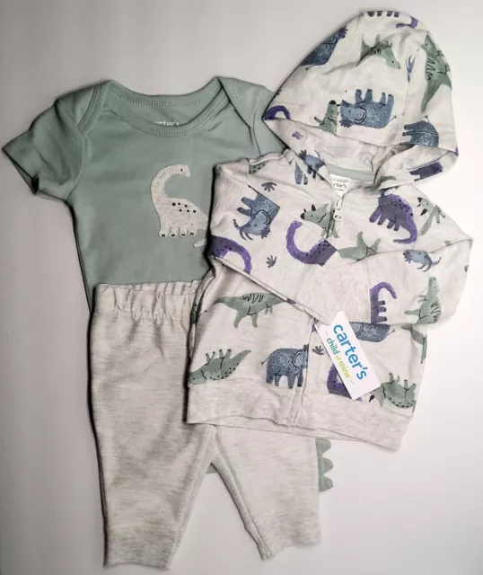Carters Child Of Mine Baby Boy Dinosaur Cardigan Set - Size 0-3 Months