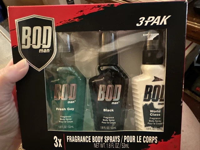 Bod Man Body Spray 3 Pack Gift Set Most Wanted- Black- Really Ripped Abs- NEW