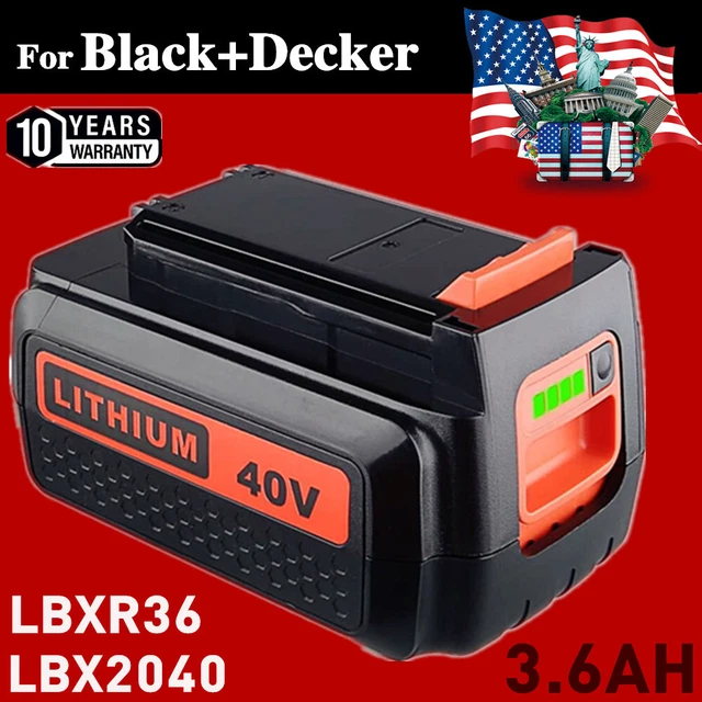 40 Volt for Black and Decker Lithium Battery 40V 3.6Ah Max LBX2040 LBXR36 LSW36