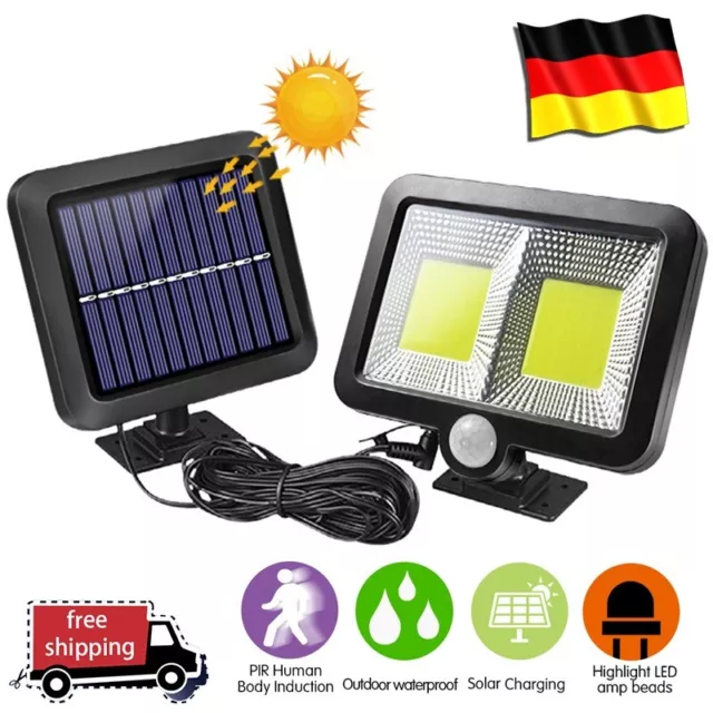1/2 xLED Solarleuchte Solarlampe mit Bewegungsmelder Fluter Strahler Gartenlampe