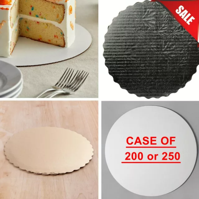 (200 or 250 CASE) PICK YOUR SIZE COLOR Cake / Pizza Circle Board Box Pad Bakery