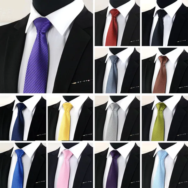 Men Fashion Solid Color Zipper Tie Wedding Party Formal Business Necktie~}