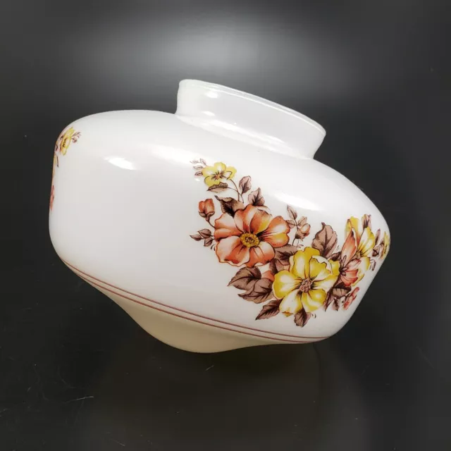 Vintage 1950s Ceiling Light Fixture Globe Shade Peach Luster Floral Festoon