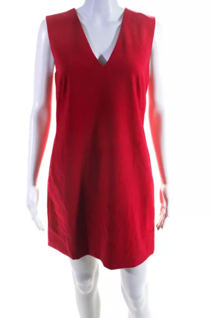 Elizabeth & James Womens Red V-Neck Zip Back Sleeveless Shift Dress Size 6