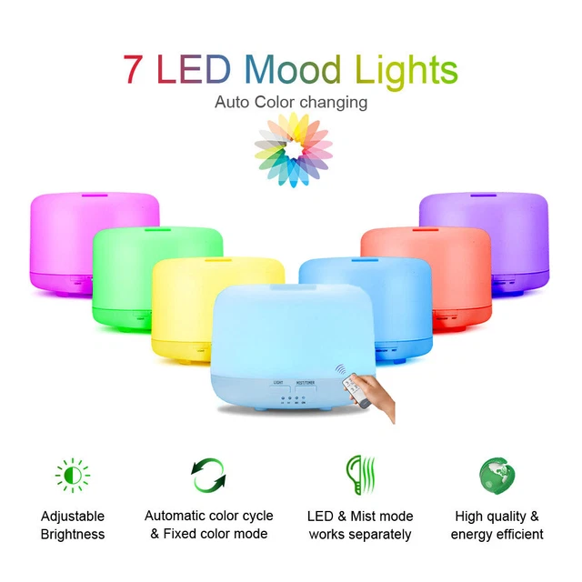 Aroma Humidifier Essential Oil Diffuser Grain Ultrasonic Air LED Aromatherapy US