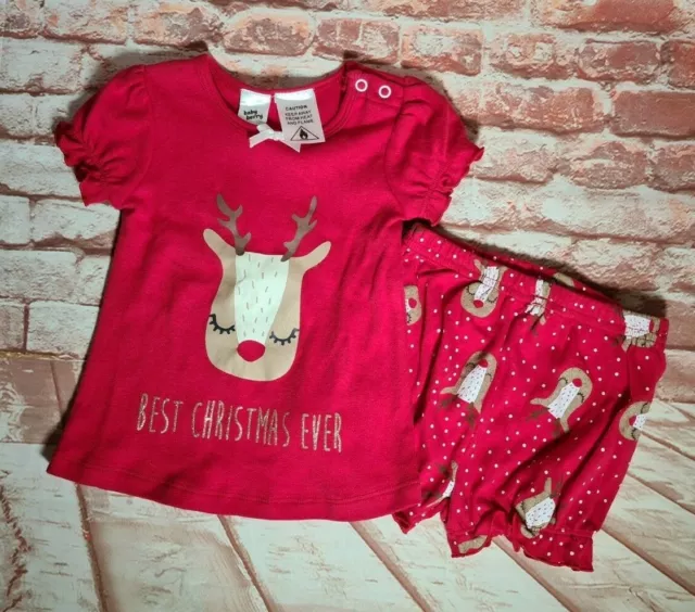 BNWT Girls Sz 1 Baby Berry Brand Red Christmas Print Summer PJ Pyjama Set