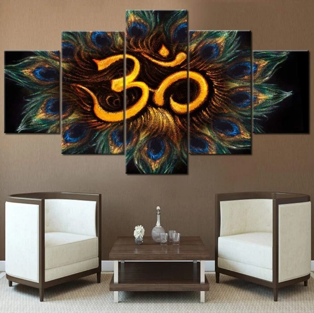 5Pcs Wall Art Canvas Painting Picture Home Decor Modern Abstract Peacock Hindu