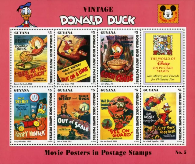 Guyana #Mi5711-Mi5717 MNH M/S 1996 Donald Chipmunk Bee Balloon Train #5 [2774v]