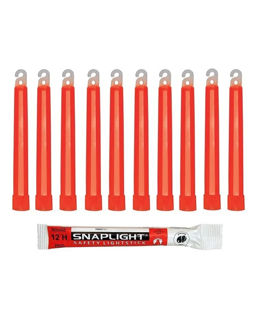 Baton lumineux Cyalume - rouge - Boite de 10