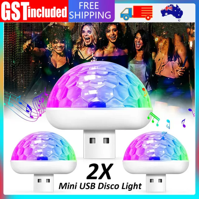 2X USB Mini LED RGB Disco Stage Light Party Club DJ KTV Magic Phone Ball Lamp AU