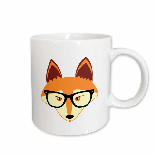 3dRose Cute Hipster Red Fox with Glasses Mug