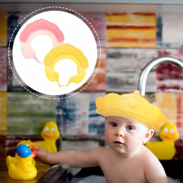 2 Pcs Baby Bath Shampoo Shower Cap Hat for Toddlers Newborn Crown 3