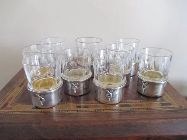 Lot De 9 Verres A Liqueur En Cristal De Baccarat Et Argent Minerve